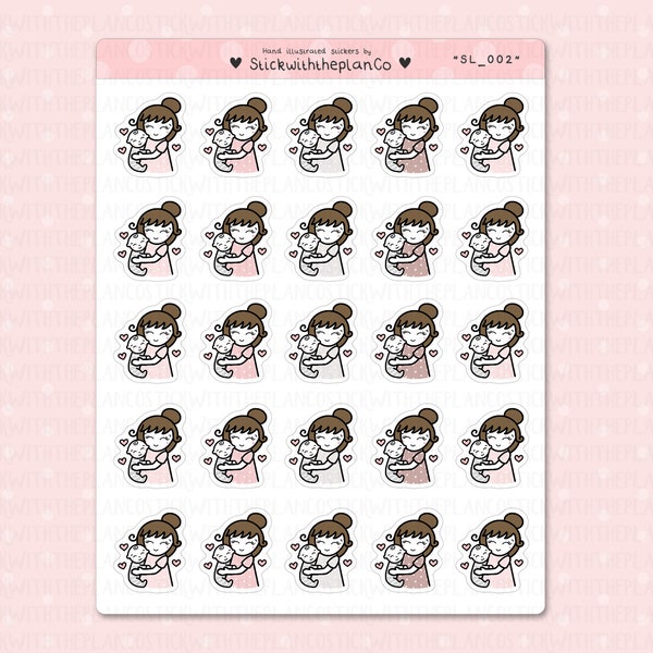 SL_002 - Baby Cuddles Planner Stickers, Character Stickers, Customisable Stickers, StickwiththeplanCo