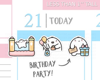 S_346 | Birthday Party Planner Stickers,  Decorative Stickers, Tracker Stickers, Kawaii Stickers, Cute Stickers, Squidge Stickers