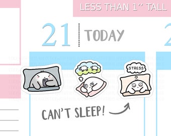 S_293 | Can't Sleep Planner Stickers,  Decorative Stickers, Kawaii Stickers, Cute Stickers, Squidge Stickers