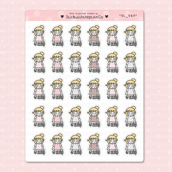 SL_065 - Typing On Keyboard Planner Stickers, Character Stickers, Customisable Stickers, StickwiththeplanCo