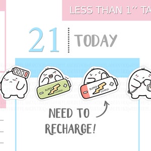 S_015 | Recharge Planner Stickers, Tired Stickers, Emoti Stickers, Exhausted Stickers, Kawaii Stickers, Hobonichi Stickers