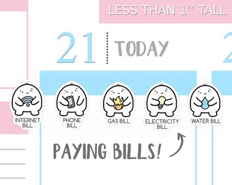S_001 | Bills Planner Stickers, Money Stickers, Budgeting Stickers, Pay Bills Stickers, Kawaii Stickers, Hobonichi Stickers