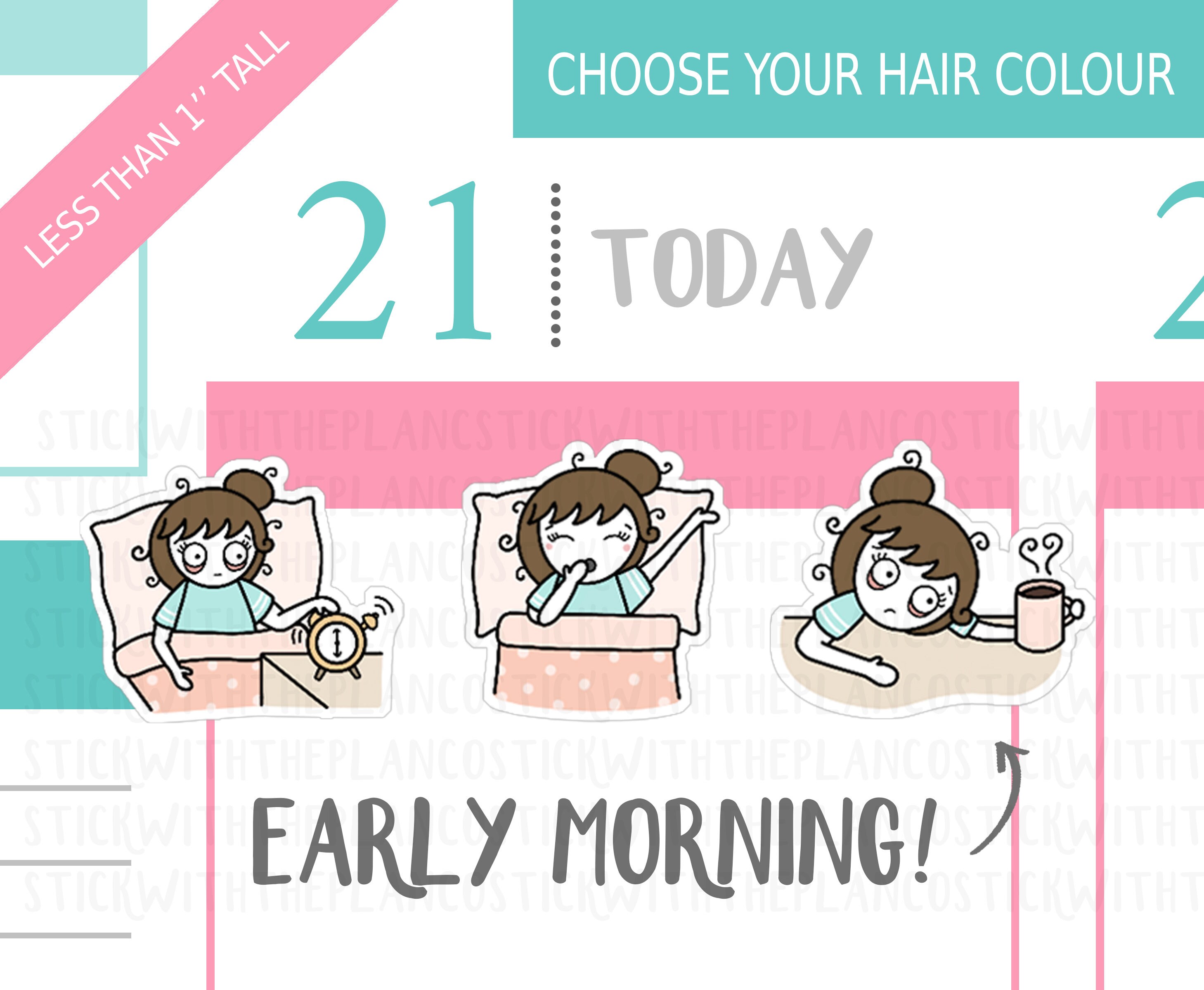 041 - Early Morning Planner Stickers , Personalized Stickers, Tired S…