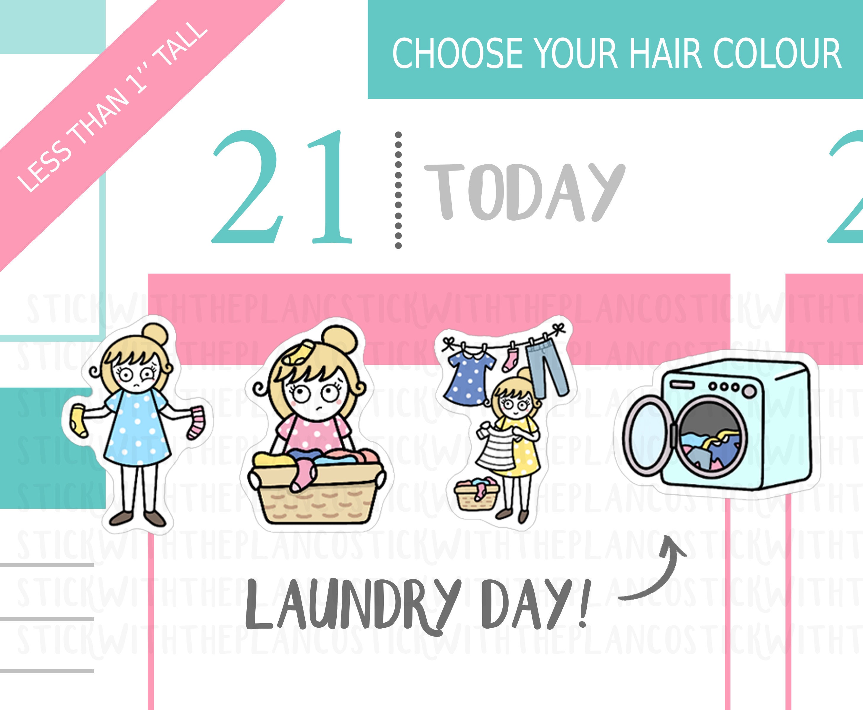 065 - Laundry Day Planner Stickers, Personalised Stickers, Washing St…