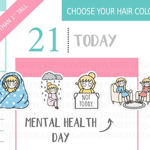 073 - Mental Health Day Planner Stickers, Personalised Stickers, Anxiety Stickers, Not Today Stickers, Hobonichi Stickers