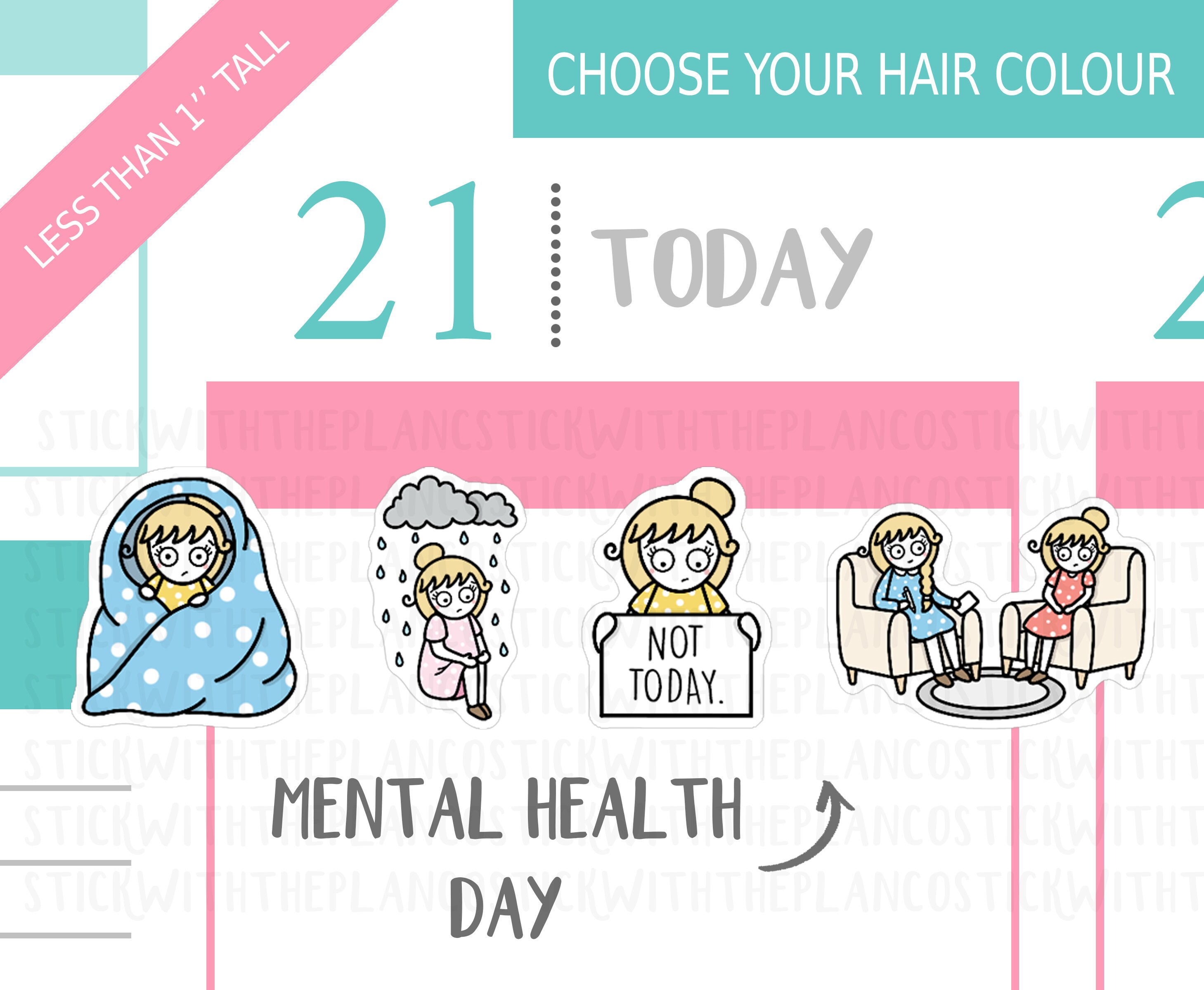 073 - Mental Health Day Planner Stickers, Personalised Stickers, Anxi…