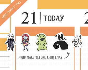 FL_026 - Nightmare Before Christmas Stickers, Movie Stickers, Fall Stickers, Halloween Stickers, Autumn Stickers, Jack and Sally Stickers