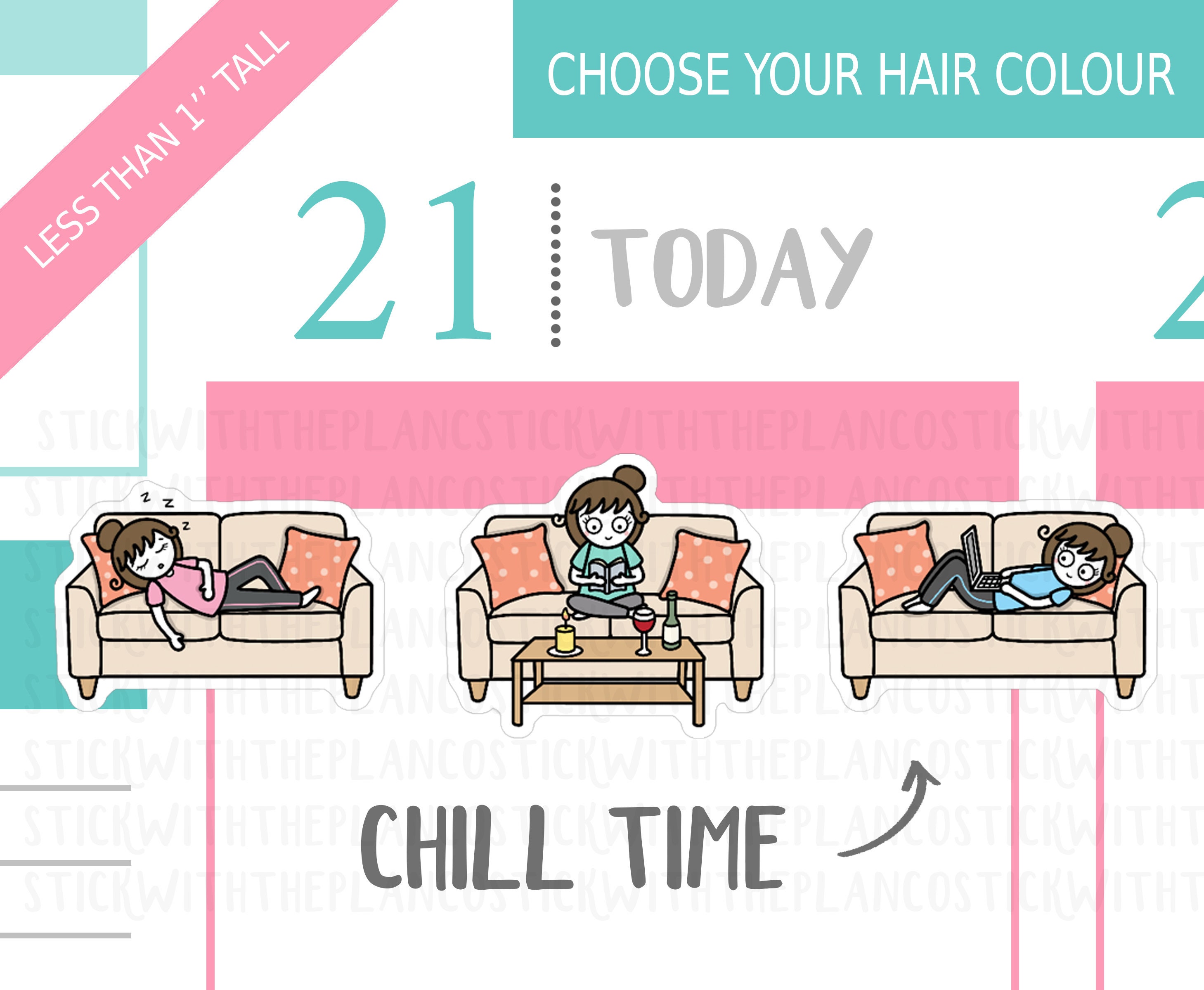 018 - Chill Time Planner Stickers, Personalised Stickers, Relax Stick…