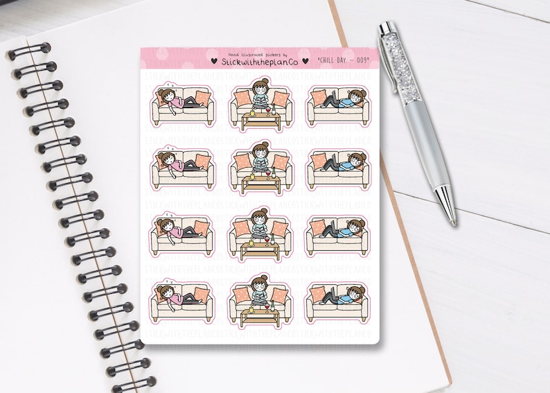 018 Chill Time Planner Stickers, Personalised Stickers, Relax Stickers, Day off Stickers, Cute Stickers, Hobonichi Stickers image 2