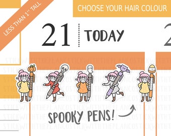 FL_017 - Halloween Pens Stickers, Planner Stickers, Personalized Stickers, Halloween Stickers, Autumn Stickers, Hobonichi Stickers