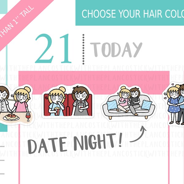 027 - Date Night Planner Stickers, Personalised Stickers, Love Stickers, Couple Stickers, Cuddle Stickers, StickWithThePlanCo
