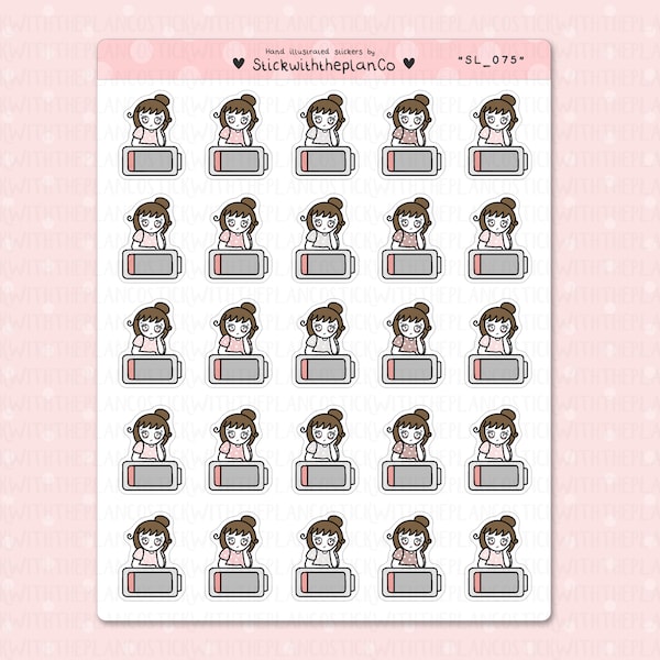 SL_075 - Recharge Planner Stickers, Character Stickers, Customisable Stickers, StickwiththeplanCo
