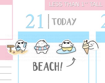 S_127 | Beach Day Planner Stickers,  Decorative Stickers, Tracker Stickers, Kawaii Stickers, Cute Stickers, Squidge Stickers