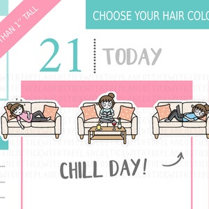 018 Chill Time Planner Stickers, Personalised Stickers, Relax Stickers, Day off Stickers, Cute Stickers, Hobonichi Stickers image 1