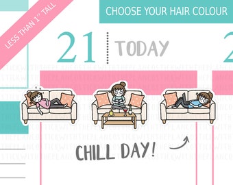 018 - Chill Time Planner Stickers, Personalised Stickers, Relax Stickers,  Day off Stickers, Cute Stickers, Hobonichi Stickers