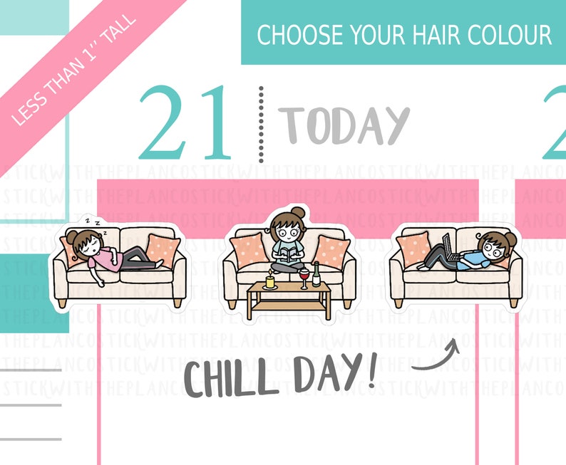 018 Chill Time Planner Stickers, Personalised Stickers, Relax Stickers, Day off Stickers, Cute Stickers, Hobonichi Stickers image 1