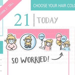 283 - Feeling Worried Planner Stickers, Personalised Stickers, Cute Planner Stickers, Decorative Stickers