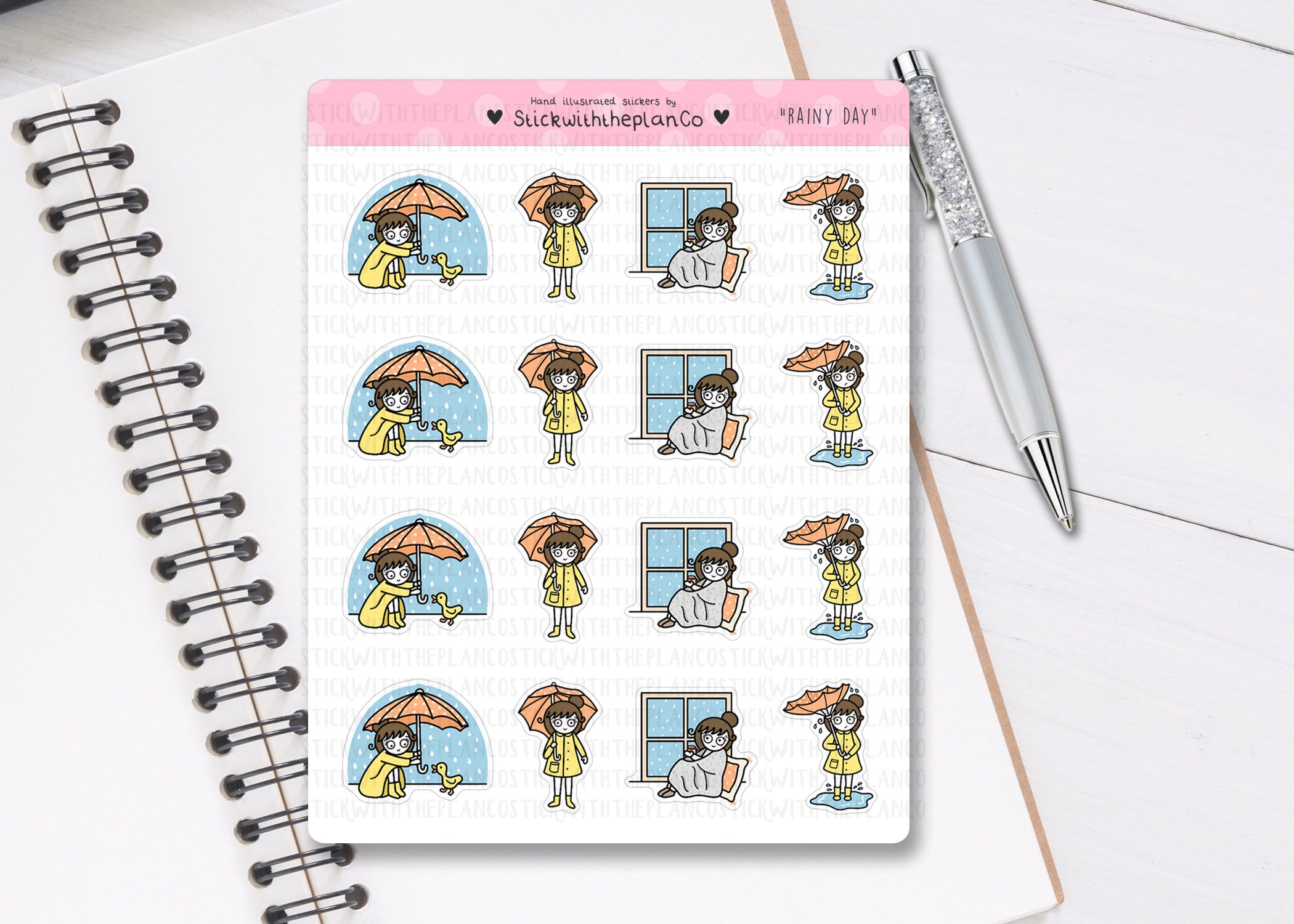 099 - Cute Rainy Day Planner Stickers , Personalized Stickers, Weather ...