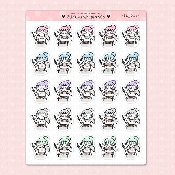 SL_014 - Preparing Food Planner Stickers, Character Stickers, Customisable Stickers, StickwiththeplanCo