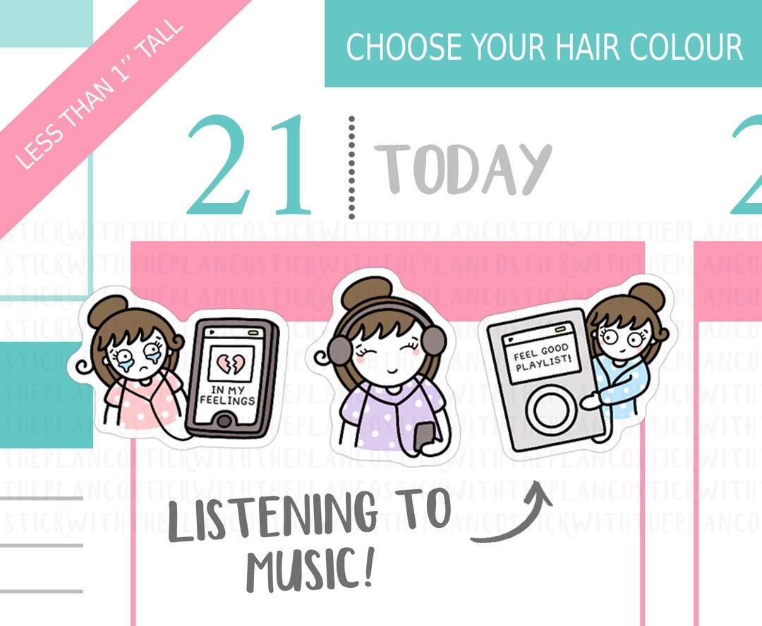 233 - Listening to Music Planner Stickers, Personalised Stickers ...