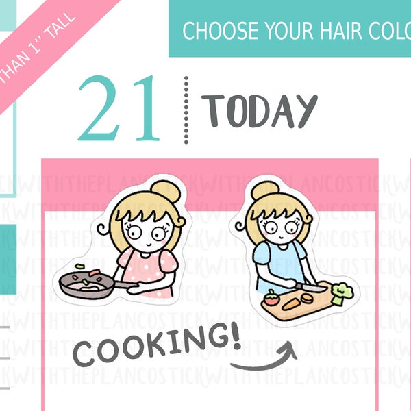 292 - Cooking Planner Stickers, Personalised Stickers, Food Stickers, Chores Stickers, Hobonichi Stickers, Character Stickers