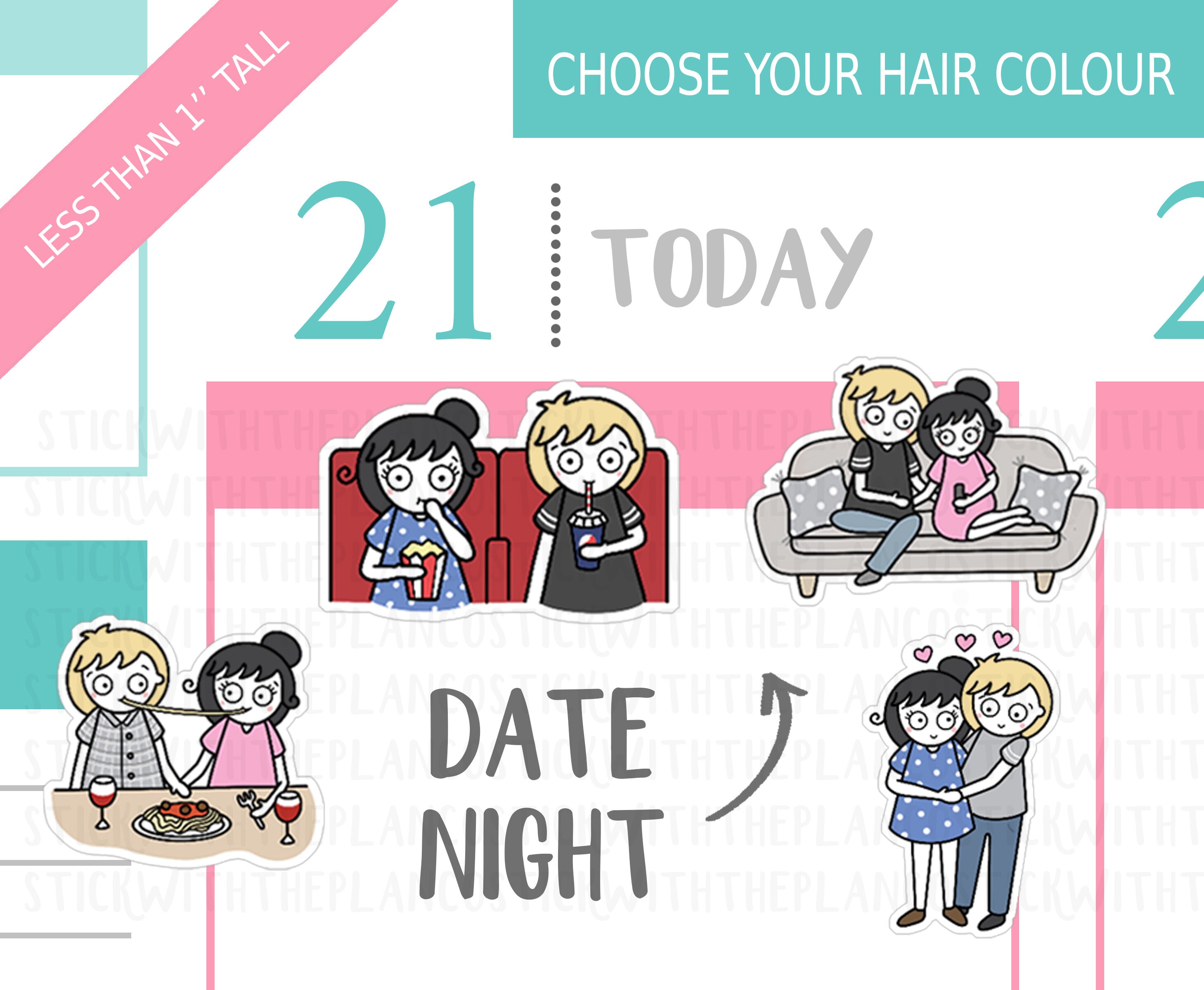 027 - Date Night Planner Stickers, Personalised Stickers, Love Sticke…