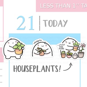 S_053 | House Plants Planner Stickers,  Plant Stickers, Emoti Stickers, Reminder Stickers, Kawaii Stickers, Cute Stickers