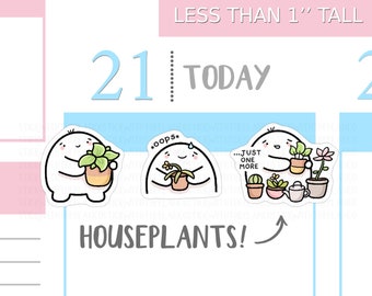S_053 | House Plants Planner Stickers,  Plant Stickers, Emoti Stickers, Reminder Stickers, Kawaii Stickers, Cute Stickers