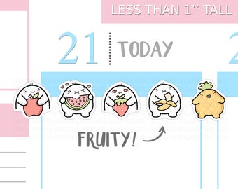 S_069 | Fruit Planner Stickers,  Food Stickers, Emoti Stickers, Healthy Eating Stickers, Kawaii Stickers, Cute Stickers