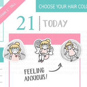 199 - Feeling Anxious Stickers, Personalised Stickers, Life Stickers, Tracker Stickers, Cute Stickers, Mental Health Stickers