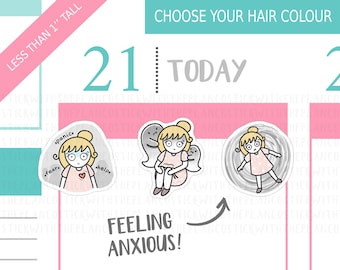 199 - Feeling Anxious Stickers, Personalised Stickers, Life Stickers, Tracker Stickers, Cute Stickers, Mental Health Stickers