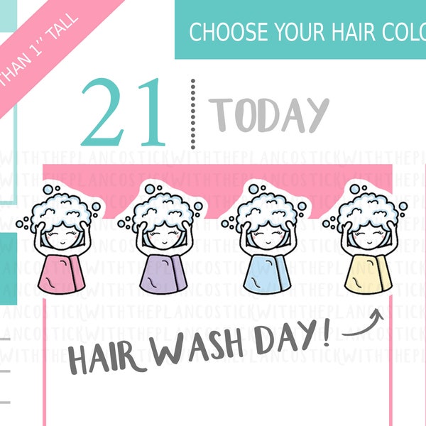 054 - Hair Wash Day Planner Stickers, Personalised Stickers, Beauty Stickers, Tracker Stickers, StickWithThePlanCo, Reminder Stickers
