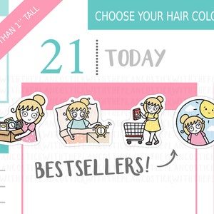 008 - Bestsellers Sampler Planner Stickers, Personalised Stickers, Girl Character Stickers, Mixed Emoti Sampler Stickers