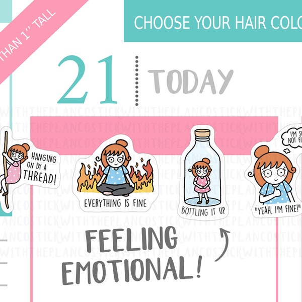 166 - Feeling Emotional Planner Stickers, Personalised Stickers, Emotion Stickers, Life Stickers, Hobonichi Stickers