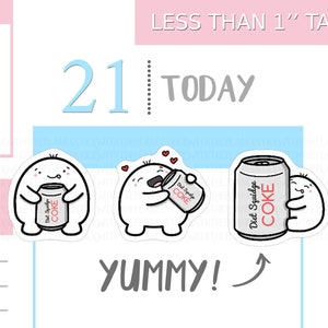 S_080 | Diet Soda Planner Stickers, Fizzy Drink Stickers, Emoti Stickers, Food Stickers, Kawaii Stickers, Hobonichi Stickers, Emoti Stickers
