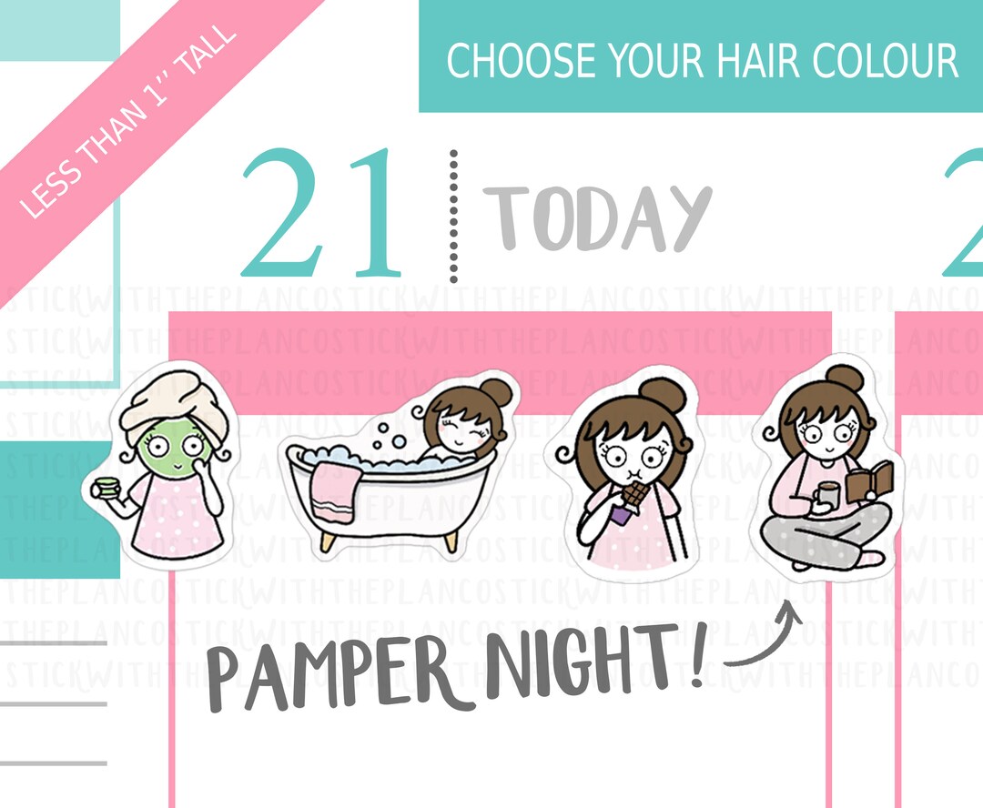 087 - Pamper Evening Planner Stickers, Personalised Stickers, Self Care ...