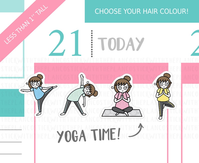 132 Yoga Planner Stickers, Personalised Stickers, Workout Stickers, Exercise Stickers, Fitness Stickers, Hobonichi Stickers image 1