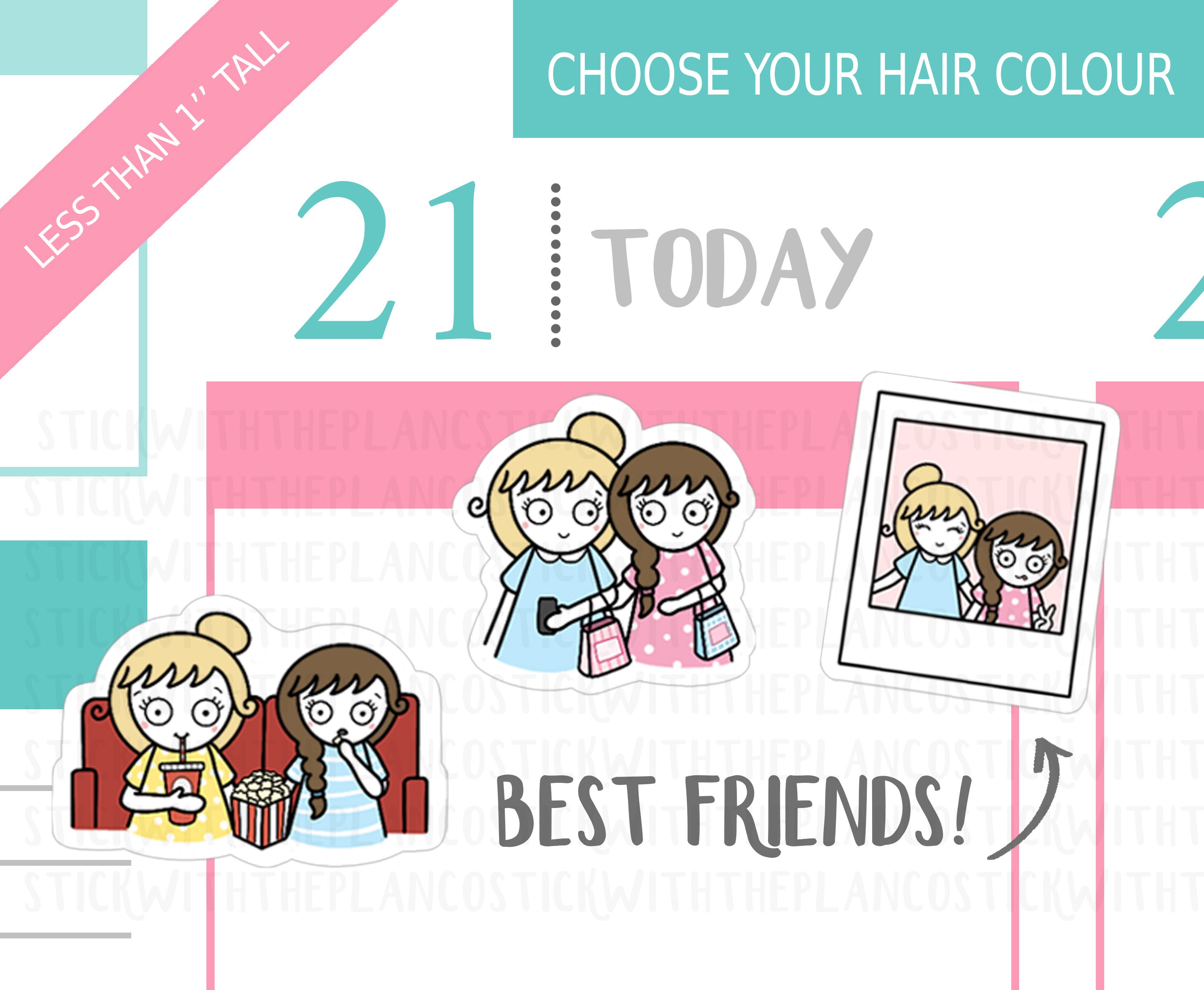 009 - BFF Planner Stickers, Personalised Stickers, Friendship Sticker…