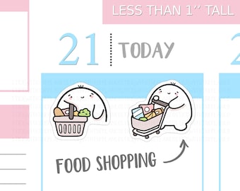 S_006 | Grocery Shopping Planner Stickers, Food Shop Stickers, Shopping Stickers, Chores Stickers, Kawaii Stickers, Hobonichi Stickers