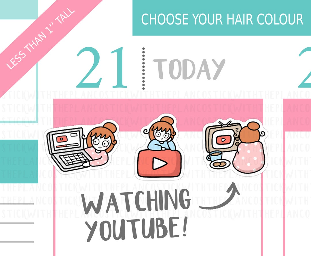 Wathcing Sticker 284 - Watching Internet Videos Planner Stickers, Personalised Stickers ...