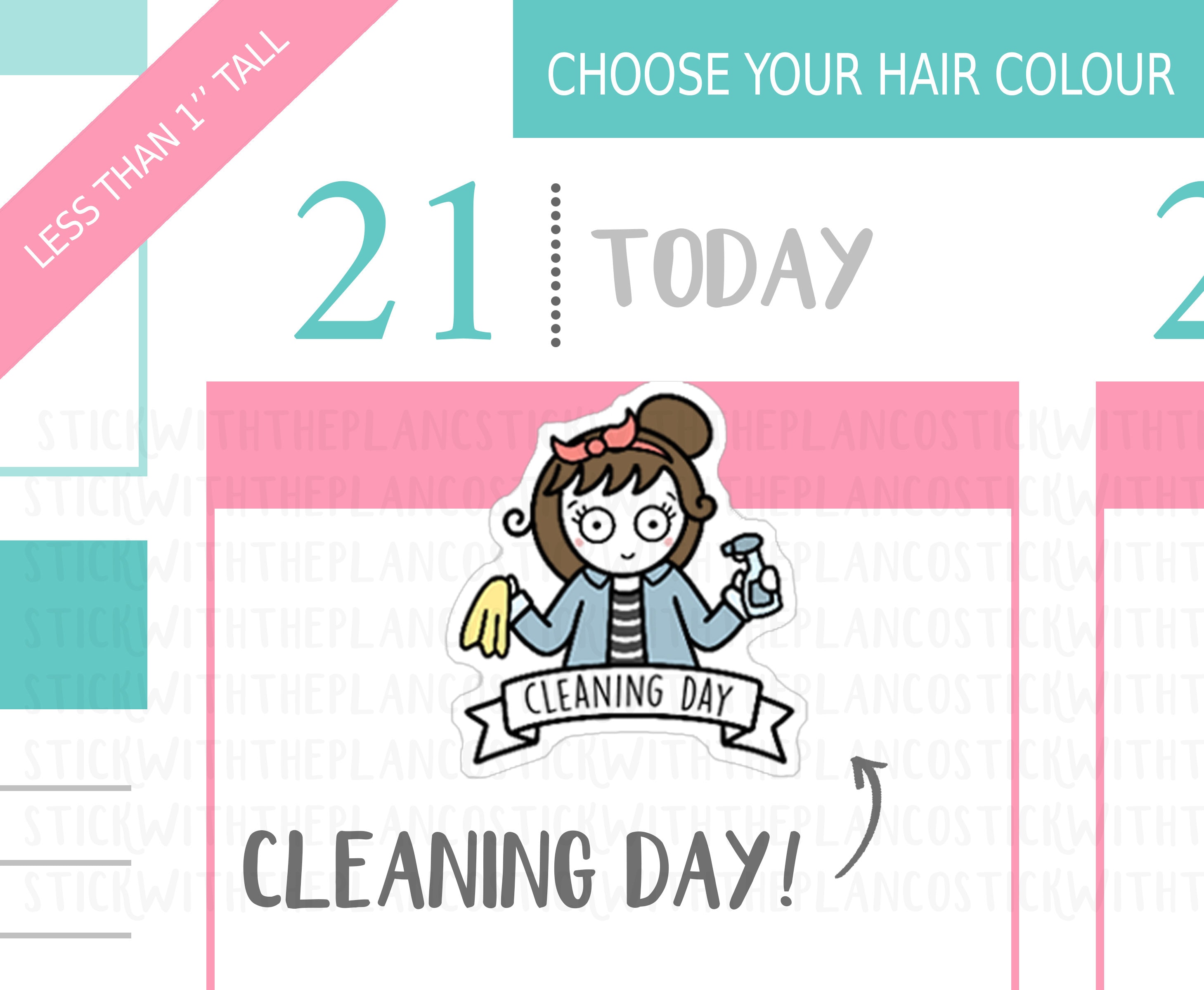020 - Cleaning Day Planner Stickers, Personalised Stickers, Chores St…