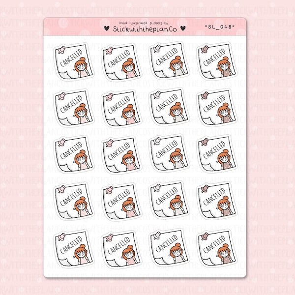 SL_048 - Cancelled Sticky Note Planner Stickers, Character Stickers, Customisable Stickers, StickwiththeplanCo