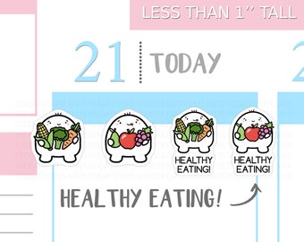S_088 | Healthy Eating Planner Stickers,  Decorative Stickers, Emoti Stickers, Kawaii Stickers, Food Stickers, Cute Stickers