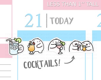 S_321 | Cocktails Stickers,  Decorative Stickers, Tracker Stickers, Kawaii Stickers, Cute Stickers, Squidge Stickers