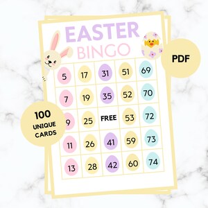 Easter Bingo - 100 Easter Bingo Cards - Easter Party Game - Easter Birthday - Easter Bingo