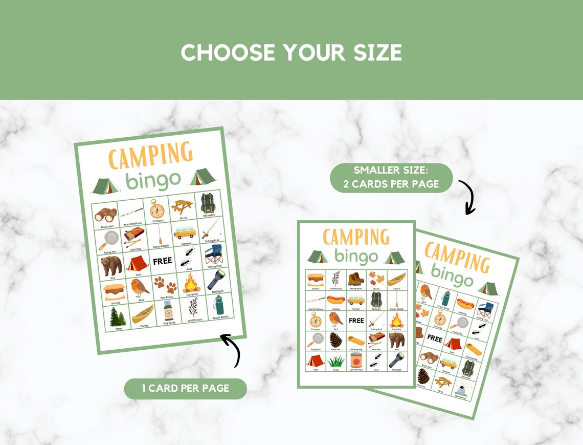Camping Bingo Campground Activity 30 Camping Bingo Cards Camping Game ...