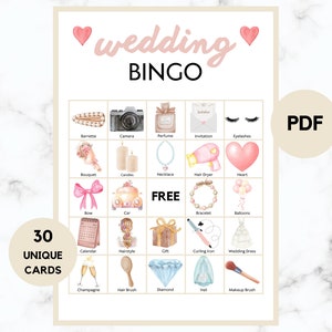 Wedding Bingo - Bridal Bingo - 30 Wedding Bingo Cards - Bridal Party Game - Wedding Game - Reception Game - Bridal Printable Bingo - PDF