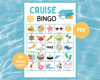 Cruise Bingo - Travel Bingo - 30 Cruise Bingo Cards - Cruise Ship Bingo - Cruise Vacation Bingo - Printable Cruise Bingo - PDF