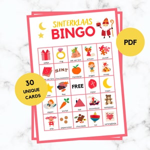 Sinterklaas Bingo - 30 cartas de bingo Sinterklaas - Sinterklaas Party Game - Sinterklaas Birthday - Sinterklaas Bingo