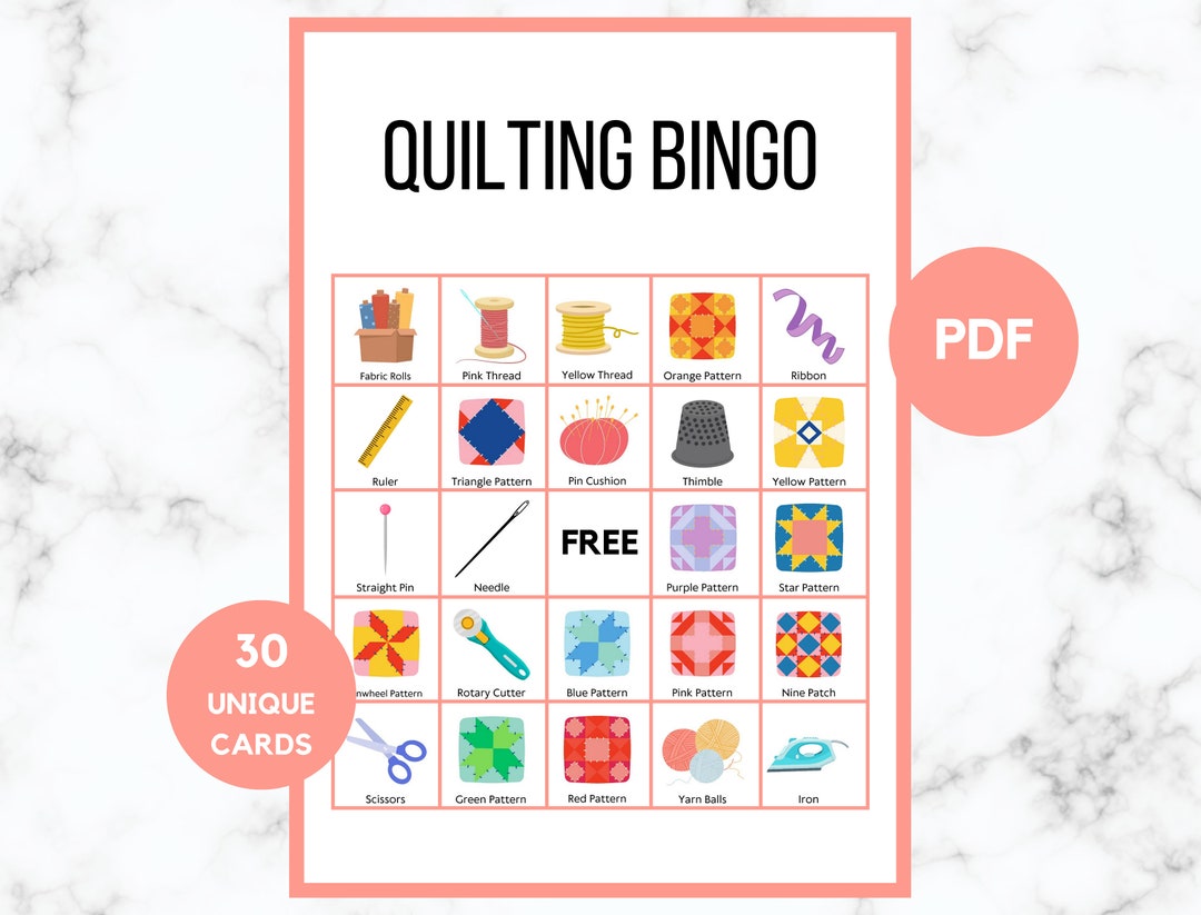 Quilt Bingo 30 Quilt Bingo Cards Quilt Game Quilt Activity Quilting